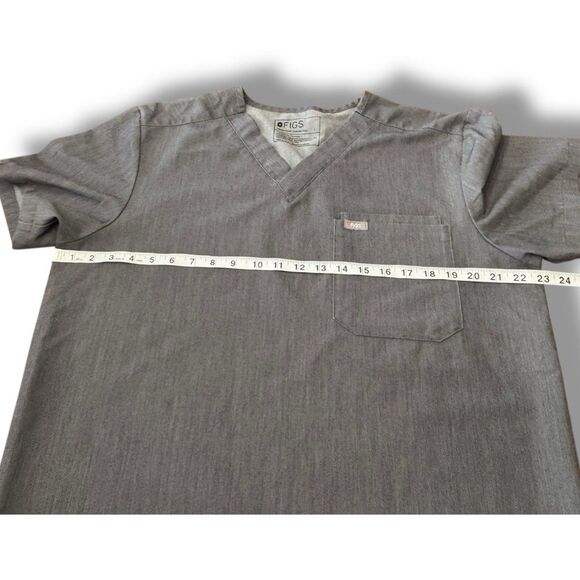 Figs Leon Scrub Top Gray Two Pocket V Neck Stretch Graphite Medical Men’s Size L - Picture 5 of 11